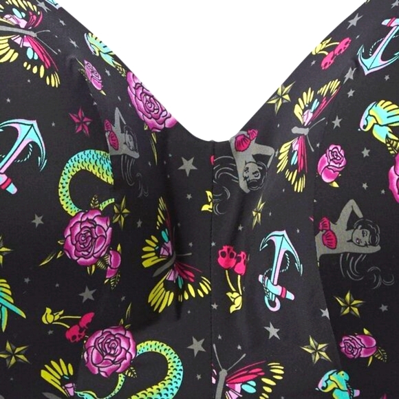 ❤️NWT VINTAGE TORRID MERMAID TATTOO WIRELESS BRA - BACK SMOOTHING LIGHTLY LINED - Picture 4 of 10